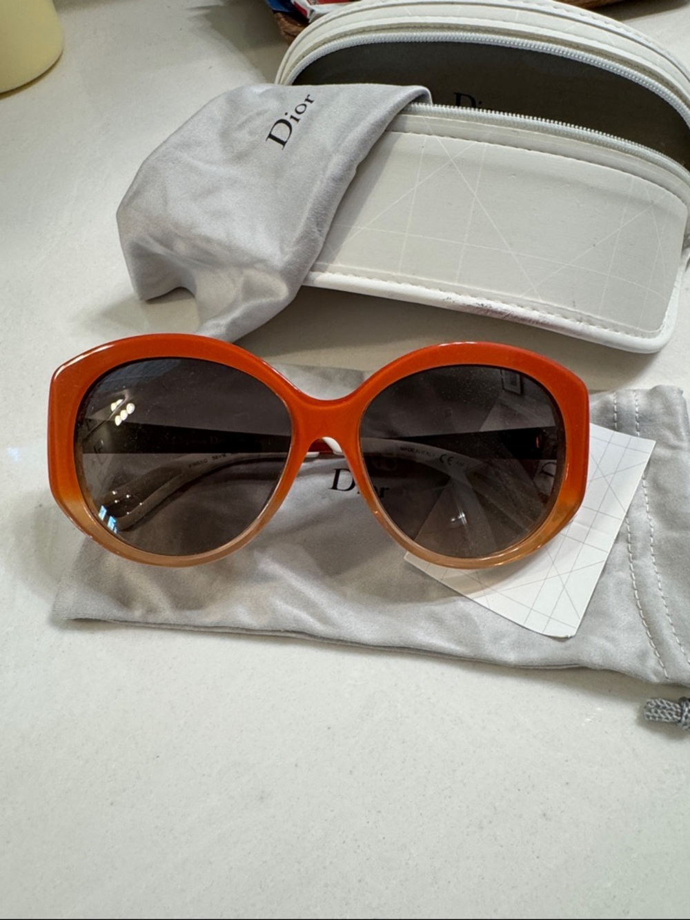 Dior Orange Cat-Eye Women's Sunglasses with Dark Lenses, authentic 💯